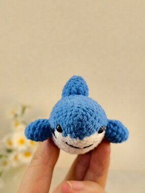Handmade Amigurumi Crochet Dark Blue Shark Plushie